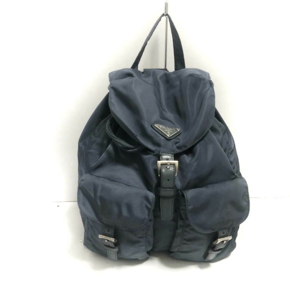 Prada Handbags - PRADA Vitello-Trimmed Tessuto Backpack Navy